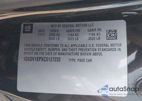 2012 Cadillac Cts-V из США, поврежденный, VIN 1G6DV1EPXC0127232